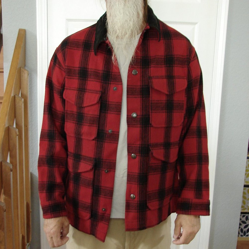 Mens Pendleton Wool Street Cruiser Coat 100 year celebration red plaid Large Jkt